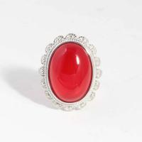 Agate Finger Ring, Zinc Alloy, with Red Agate, silver color plated, fashion jewelry & Unisex 