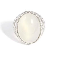 Agate Finger Ring, Zinc Alloy, with White Agate, silver color plated, fashion jewelry & for woman 
