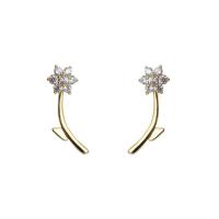 Cubic Zirconia Micro Pave Brass Earring, Flower, 18K gold plated, fashion jewelry & detachable & micro pave cubic zirconia & for woman, golden 