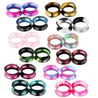 Fashion Piercing Tunnel, Silicone, Donut, 12 pieces & Unisex mixed colors, 6-25mm 