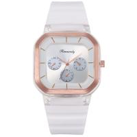 Women Wrist Watch, Silicone, with Plastic & Glass & Zinc Alloy, Chinese movement, Square, plated, waterproofless & for woman 