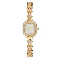 Women Wrist Watch, Zinc Alloy, with Glass, Chinese movement, Square, plated, waterproofless & for woman & with rhinestone 