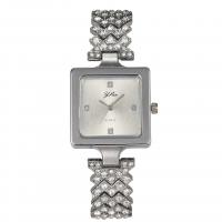 Women Wrist Watch, Zinc Alloy, with Glass, Chinese movement, Square, plated, for woman & with rhinestone 