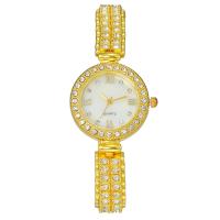 Women Wrist Watch, Zinc Alloy, with Glass, Chinese movement, Round, plated, waterproofless & for woman & with rhinestone 