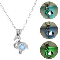 Luminated Necklace, Zinc Alloy, with Night-Light Stone, with 5cm extender chain, Swan, platinum color plated, fashion jewelry & adjustable & for woman cm 