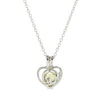 Luminated Necklace, Zinc Alloy, with Night-Light Stone, with 5cm extender chain, Heart, platinum color plated, fashion jewelry & adjustable & for woman cm 