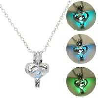 Luminated Necklace, Zinc Alloy, with Night-Light Stone, with 5cm extender chain, Heart, platinum color plated, fashion jewelry & adjustable & for woman cm 