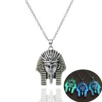 Подсвеченные Ожерелье, цинковый сплав, Египетский фараон, плакированный цветом под старое серебро, Винтаж & Мужский & блестящий в ночи, Много цветов для выбора длина:60 см, продается PC