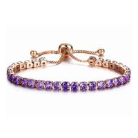 Cubic Zirconia Zinc Alloy Bracelet, plated, adjustable & micro pave cubic zirconia & for woman 4mm Approx 6-9 Inch 