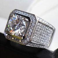 Cupronickel Finger Ring, Square, silver color plated & micro pave cubic zirconia & for man, US Ring 