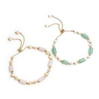 Zinc Alloy Pearl Bracelets, Green Aventurine, with Freshwater Pearl & Rose Quartz & Zinc Alloy, polished, Adjustable & for woman 6*10mm,4-6mm Approx 7.6 Inch 
