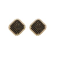 Cubic Zirconia Micro Pave Brass Earring, Square, plated, micro pave cubic zirconia & for woman 