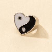Enamel Zinc Alloy Finger Ring, gold color plated, fashion jewelry & ying yang & for woman, white and black, 18mm 