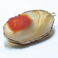 Lace Agate Pendants, with Brass, gold color plated, Unisex 