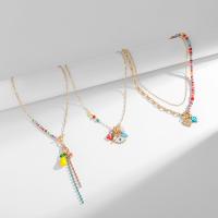 Fimo Schmuck Halskette, Messing, mit ABS-Kunststoff-Perlen & Polymer Ton & Zinklegierung & Acryl, goldfarben plattiert, verschiedene Stile für Wahl & für Frau & Emaille, verkauft von PC
