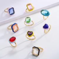 Cubic Zirconia Finger Ring, Zinc Alloy, gold color plated & for woman & enamel & with cubic zirconia US Ring 