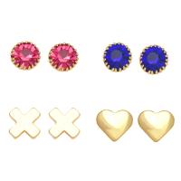 Cubic Zircon Brass Earring, 18K gold plated & micro pave cubic zirconia & for woman 