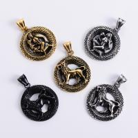 Stainless Steel Pendants, 316L Stainless Steel, 12 Signs of the Zodiac, Vacuum Ion Plating, DIY & Unisex & blacken 