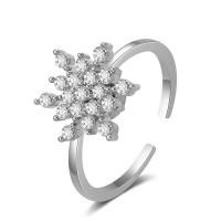Cubic Zirconia Micro Pave Brass Finger Ring, Snowflake, plated, fashion jewelry & micro pave cubic zirconia & for woman 20mm, Inner Approx 17mm 