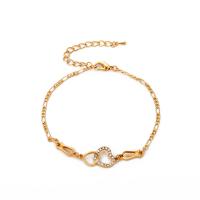 Bracelet en alliage Zircon Zinc, alliage de zinc, avec 6.5cm chaînes de rallonge, Placage de couleur d'or, bijoux de mode & pour femme, doré cm, Vendu par PC