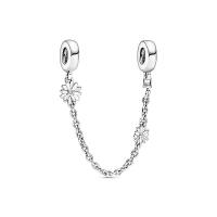 Sterling Silver European Clip, 925 Sterling Silver, with Cubic Zirconia, plated, DIY 