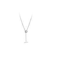 European Match Necklace, 925 Sterling Silver, with Cubic Zirconia, gold color plated & for woman & hollow Approx 45 cm 
