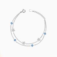 Cubic Zirconia Micro Pave Sterling Silver Bracelet, 925 Sterling Silver, with 1.18 inch extender chain, platinum plated, micro pave cubic zirconia & for woman & multi-strand Approx 6.3 Inch 