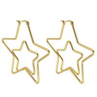 Stainless Steel Hoop Earring, 316 Stainless Steel, Star, Vacuum Plating, fashion jewelry & for woman, golden 