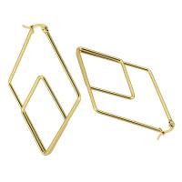 Stainless Steel Hoop Earring, 316 Stainless Steel, Rhombus, Vacuum Plating, fashion jewelry & for woman, golden 