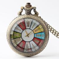 Watch Necklace, Zinc Alloy, with Plastic, Chinese movement, antique brass color plated, waterproofless & Unisex, multi-colored Approx 16.92 Inch 