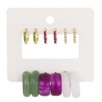 Zinc Alloy Earring Set, with Acrylic, 6 pieces & fashion jewelry & for woman & with rhinestone 