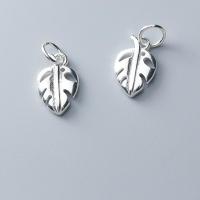 Sterling Silver Leaf Pendants, 925 Sterling Silver, silver color plated, hollow, silver color 