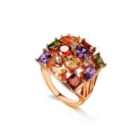 Kubishce Zirkonia Ringe, Zinklegierung, Rósegold-Farbe plattiert, verschiedene Größen vorhanden & Micro pave Zirkonia & für Frau, Größe:6-9, verkauft von PC