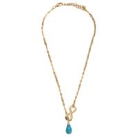 Turquoise Zinc Alloy Necklace, with turquoise, Teardrop, gold color plated, fashion jewelry & for woman, golden cm 