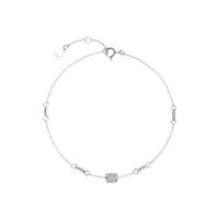 Cubic Zirconia Micro Pave Sterling Silver Bracelet, 925 Sterling Silver, platinum plated, micro pave cubic zirconia & for woman, original color, 200mm 