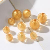 Gold Sand Lampwork Beads, Round, handmade, DIY & gold powder 