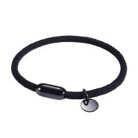 Milan Cord Bracelet, with 316 Stainless Steel, Flat Round, black ionic, fashion jewelry & Unisex 4mm 