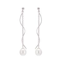 Sterling Silver Pearl Drop Earring, 925 Sterling Silver, with Shell Pearl, platinum plated, fashion jewelry & for woman, original color 