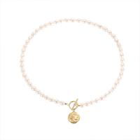 Sterling Silver Pearl Necklace, Freshwater Pearl, with 925 Sterling Silver, 18K gold plated, for woman Approx 14.96 Inch 