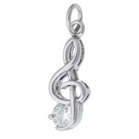 Cubic Zirconia Stainless Steel Pendant, 316 Stainless Steel, Music Note, DIY & micro pave cubic zirconia, original color Approx 4mm 