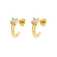 Cubic Zircon Brass Earring, gold color plated & micro pave cubic zirconia & for woman, gold 