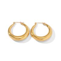 Edelstahl Hoop Ohrringe, 304 Edelstahl, Vakuum-Ionen-Beschichtung, Modeschmuck & für Frau, goldfarben, 32x35mm, verkauft von Paar