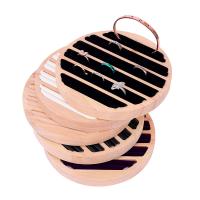 Wood Ring Display, with PU Leather & Velveteen, Round, durable 150mm 