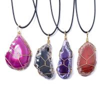 Agate Brass Pendants, with brass wire, irregular, polished, Unisex 30-55mm 