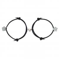 Couple Bracelet, Polyester Cord, with Zinc Alloy, Claw, silver color plated, Unisex & with magnetic & adjustable & luminated cm 