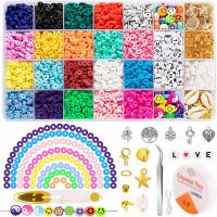 DIY Bracelet Beads Set, Polymer Clay, Elastic Thread & beads & tweezers & scissors, with Plastic Box & Zinc Alloy & Acrylic, mixed colors 