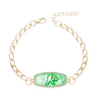 Bracelets Brass Enamel, laiton, Placage de couleur d'or, pavé de micro zircon & pour femme & émail, plus de couleurs à choisir, 190mm, Vendu par PC