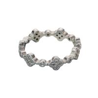 Цирконий Микро вымощает стерлингового серебра палец кольцо, 925 пробы, покрытый платиной, Регулируемый & инкрустированное микро кубического циркония & Женский, оригинальный цвет, продается PC
