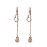 Cubic Zirconia Micro Pave Sterling Silver Earring, 925 Sterling Silver, Calabash, plated, micro pave cubic zirconia & for woman 46mm 