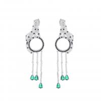 Fashion Fringe Earrings, Brass, Leopard, plated, fashion jewelry & micro pave cubic zirconia & for woman & hollow 